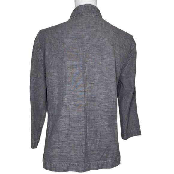Eileen Fisher Wm’s Sz Lrg Grey 3/4 Sleeve Button Up Casual Blazer Jacket - Picture 3 of 5